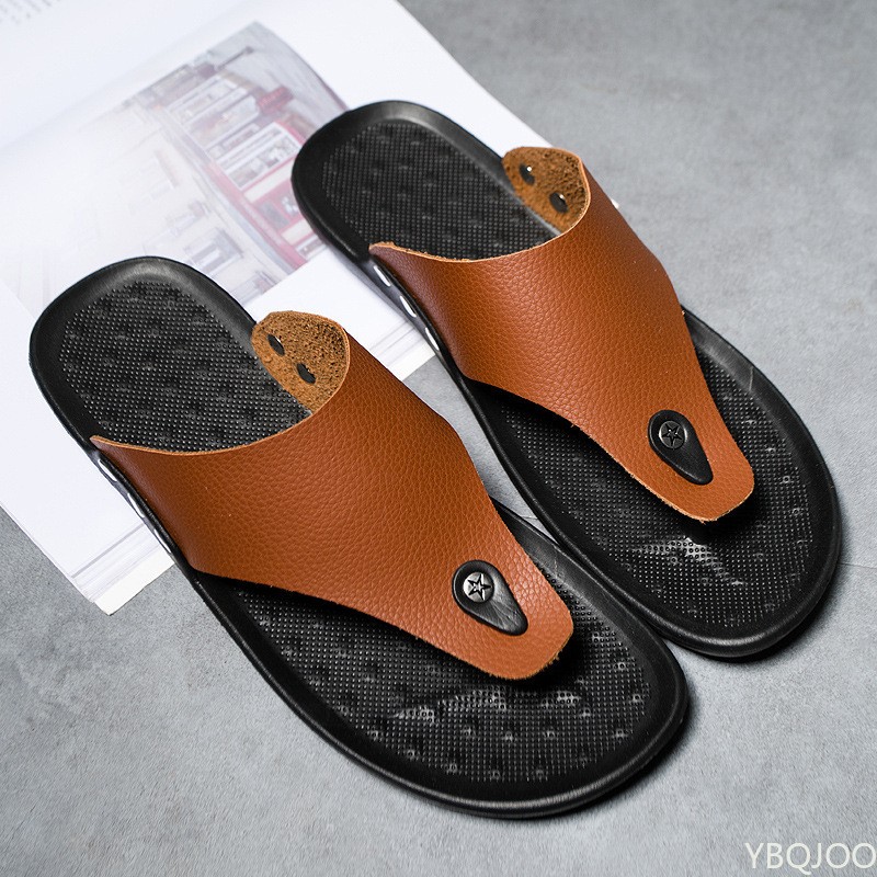 Slippers summer flip flops for men beach slippers sandals brown comfortable shoes non-slip bathroom shoes men slides