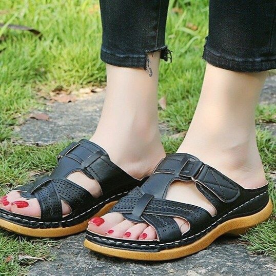 ladies sandals 2021 plus size 43 summer comfortable hollow out closed toe velcro sandals high quality platform slippers woman