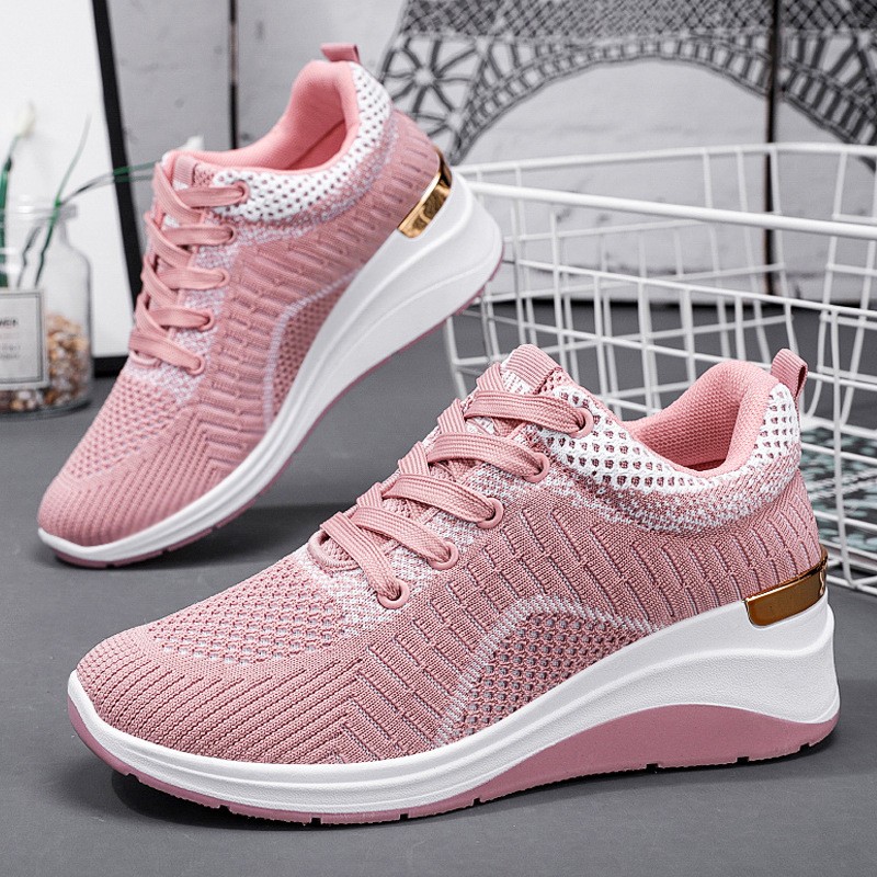 Women's Knitting Flats Lace Up Slip-On Breathable Comfortable Platform Sneakers Female Spring Sports Casual Shoes Running Loafers