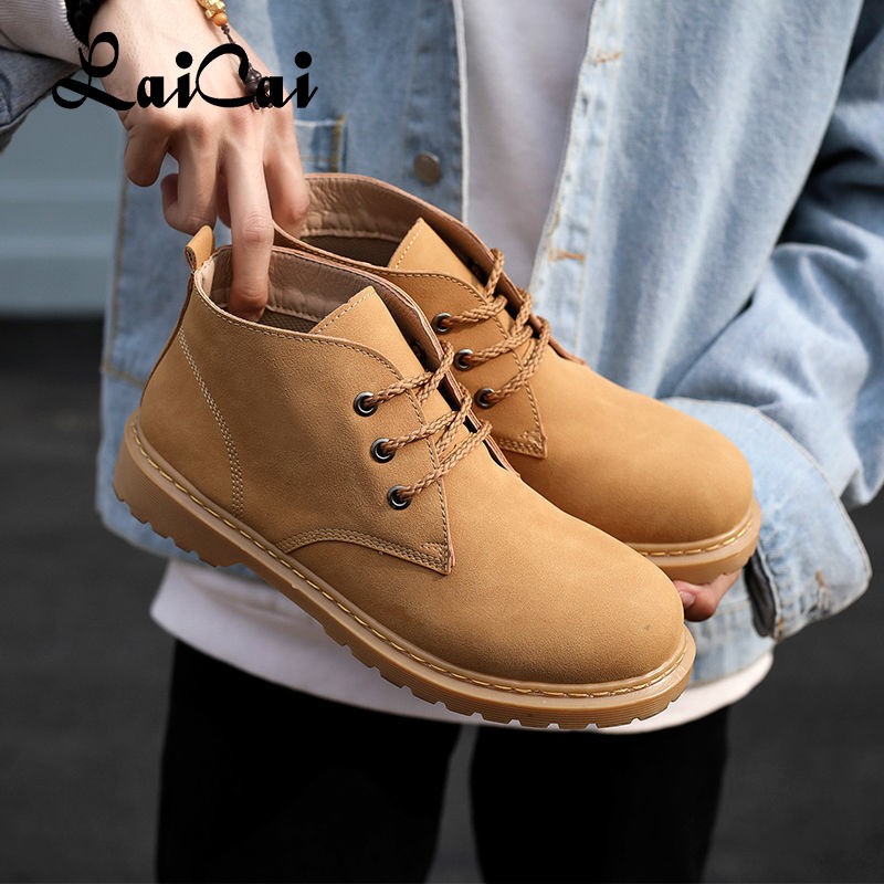 2021 Spring Thick Men's Snow BootsTrendy All-match Retro British Style Warm Non-slip Ankle Boots Same Style Factor Boot Men