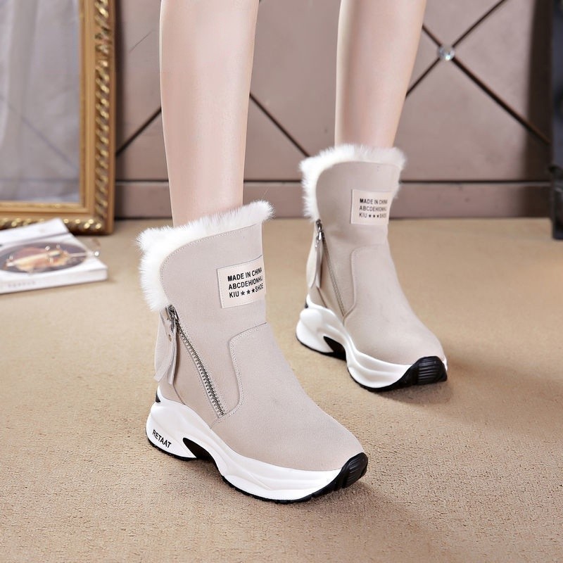 snow boots women 2021 winter high boots plush warm boots plus size easy wear girl shoes white zip female boots hot