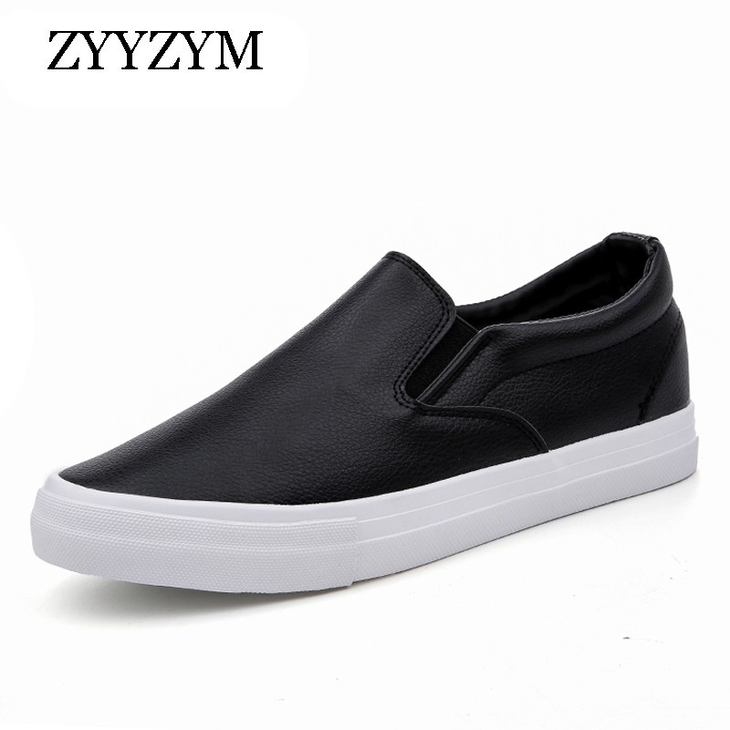 ZYYZYM - Men's PU Leather Shoes Lightweight Breathable Vulcanized Sneakers For Spring Autumn