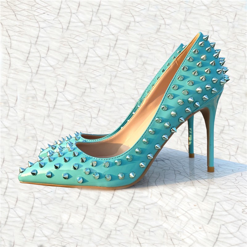 Spring New Sexy Rivet Pointed Toe Stiletto High Heel Work Shoes Party Dress All-match Fashion Large Size Women's Shoes