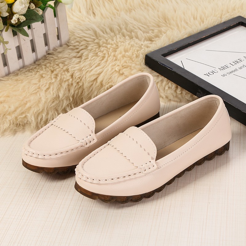 Women Genuine Leather Flats Spring Summer Breathable Comfortable Casual Shoes Femme Loafers Ladies Flat Shoes Nurse