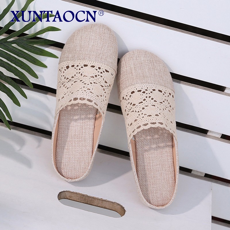 New Spring Autumn Summer Ladies Casual Sweet Fashion Hollow Out Weave Women Shoes Comfortable Round Toe Slippers Shoes 2 Colors