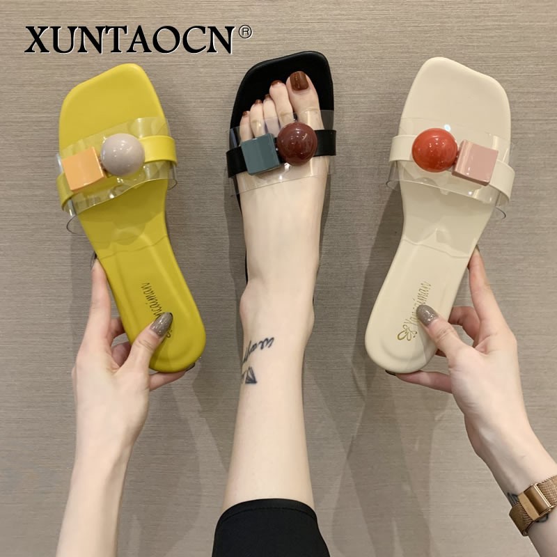 2022 New Korean Version Fashion Slippers Womern Candy Color Flat Flip Flops Women Sandals Casual Shoes Women A035