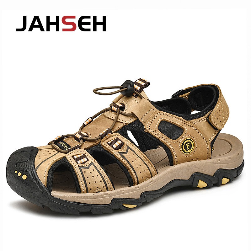 Classic Men's Sandals Summer Soft Sandals Comfortable Men Shoes Genuine Leather Sandals Big Size Soft Outdoor Men Roman Sandals