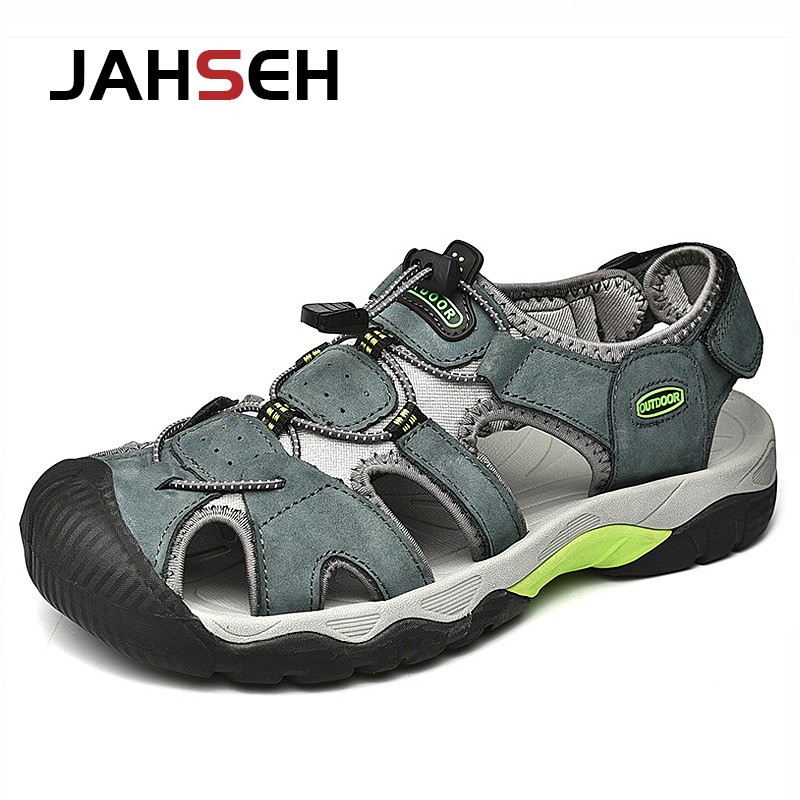 Summer New Outdoor Genuine Leather Men's Casual Sandals High Quality Brand Beach Shoes Fashion Water Shoes Walking Footwear