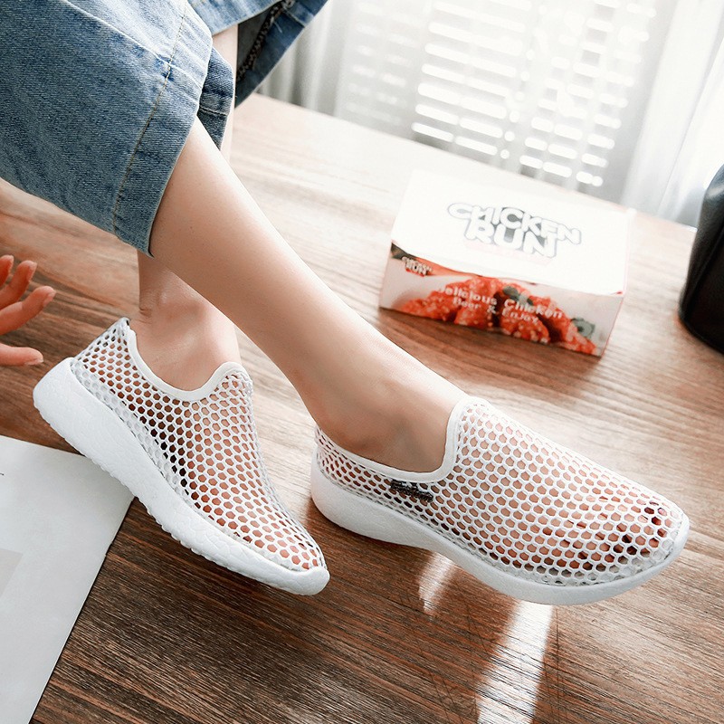 Hollow mesh white shoes women sneakers light breathable casual perspective new shoes slip-on loafers running shoes women sneakers