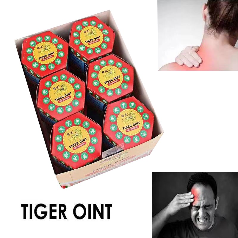 6pcs Original Red White Tiger Balm Ointment Tiger Oint Paint Cream Muscle Pain Relief Massage Ointment Soothe Itch Plaster