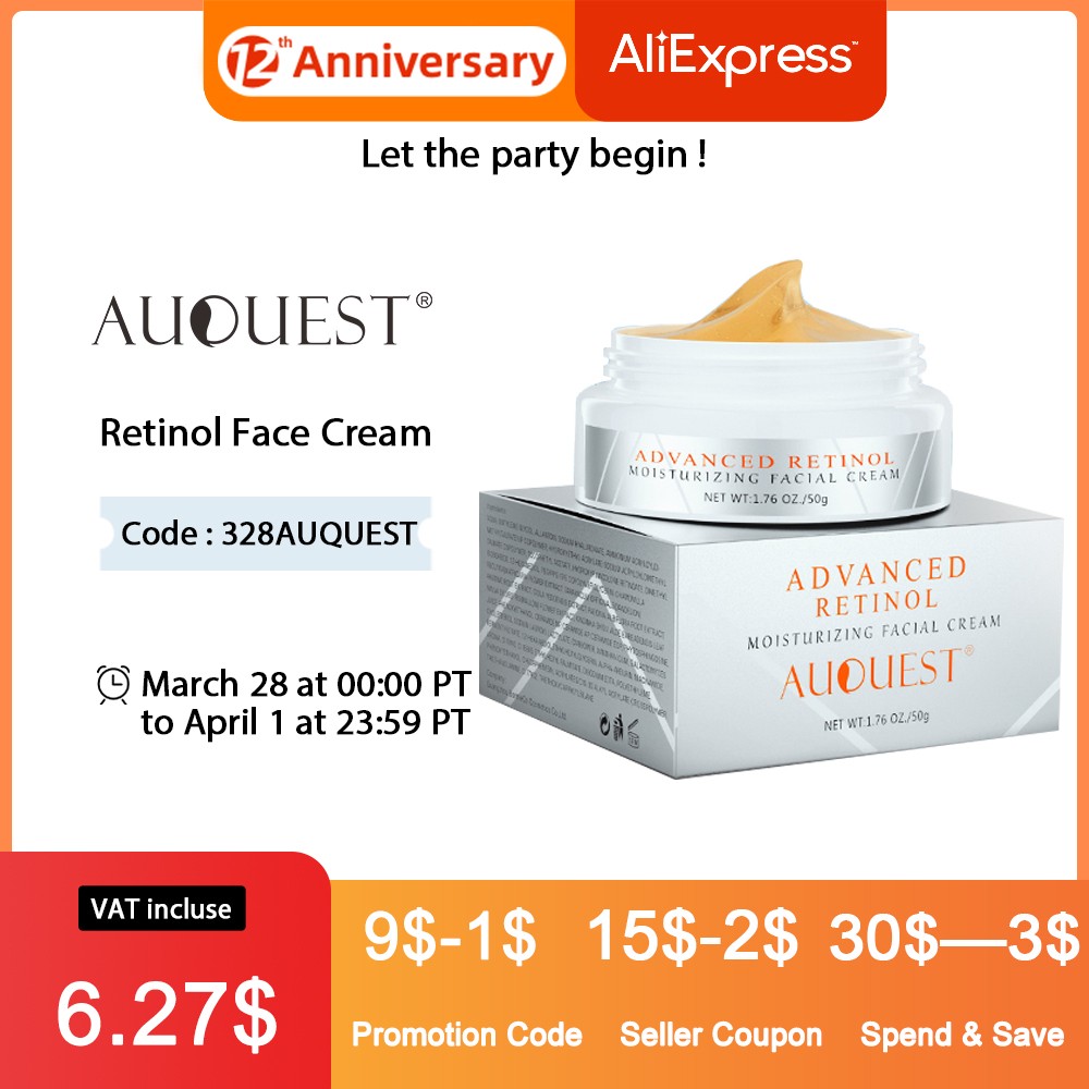 AUQUEST Retinol Face Cream Anti Aging Wrinkle Whitening Moisturizing Improve Fine Lines Firming Lifting Facial Skin Care