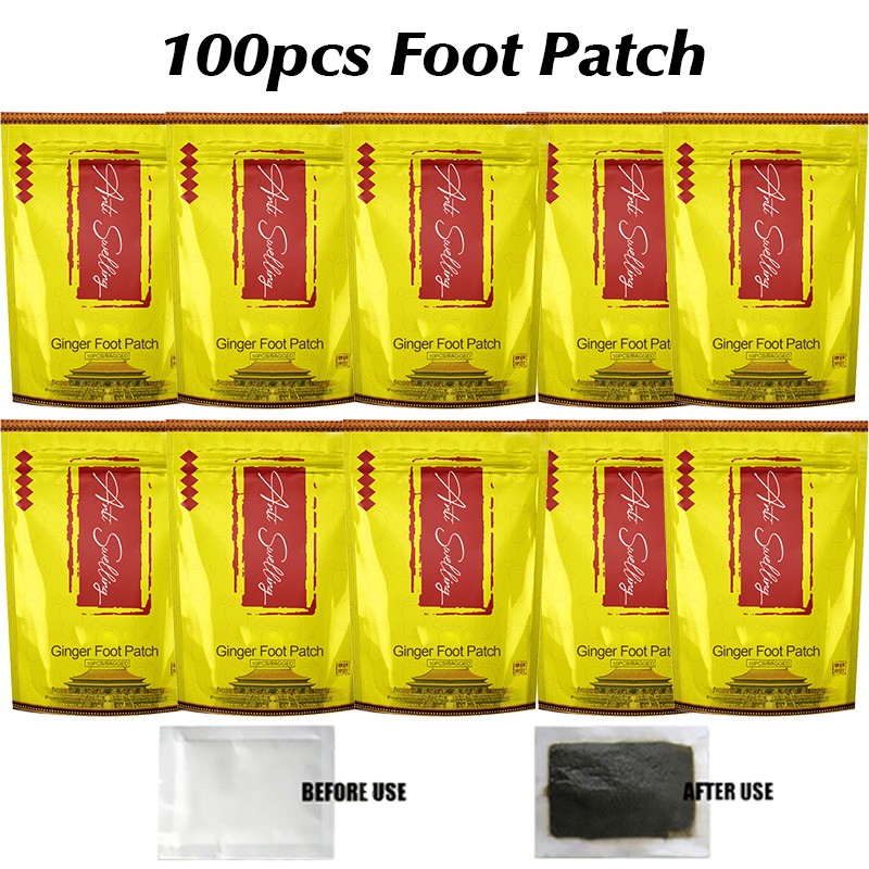 ILHO Ginger Wormwood Detox Foot Patches Deep Cleansing Foot Sticker Anti Swelling Body Detox Detoxification Feet Pad 100-30pcs