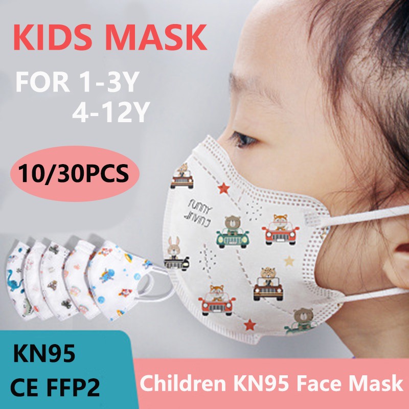 Children KN95 Mouth Mask 4 Layer Respirator Face Mask Cartoon Printed Reusable Anti Virus Masks Kids N95 Mascarillas fpp2 Ninos