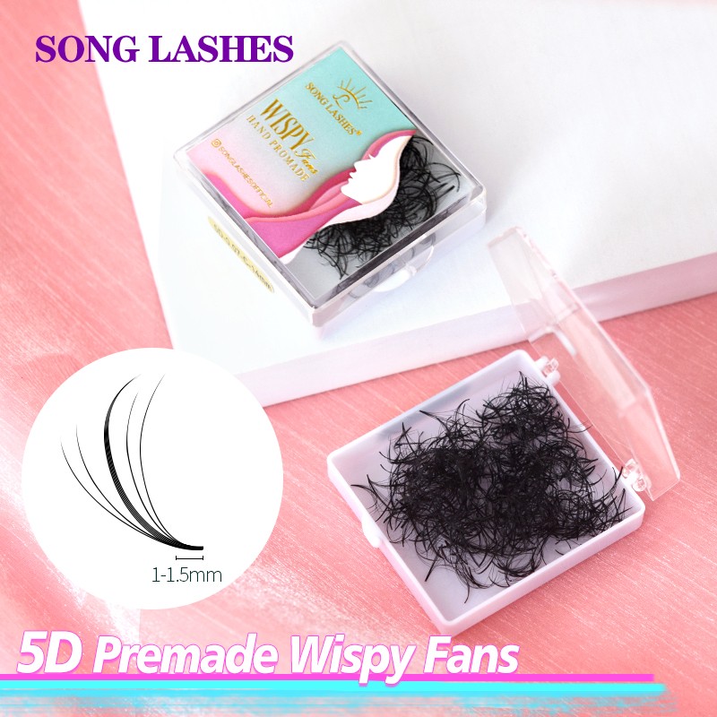 5D الهجين مروحة جلدة Premade حجم premade wispy fanseylash تمديد حجم مسطح اليدوية الطبيعية رموش اصطناعية 8 ~ 15 مللي متر