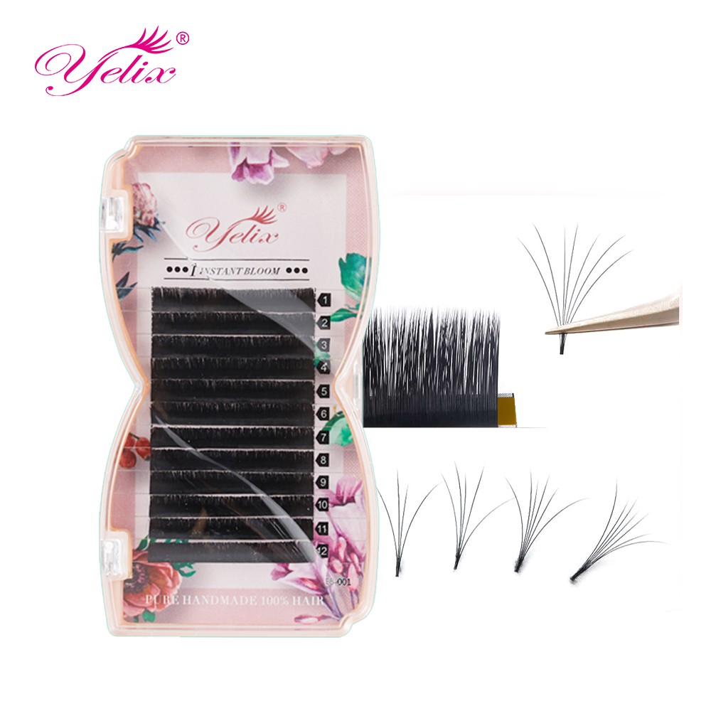 YELEX Easy Van Lashes Bloom Individual Eyelash Extension Faux Mink Lashes Soft Natural Lash Extension Volume Rosso Auto Fans