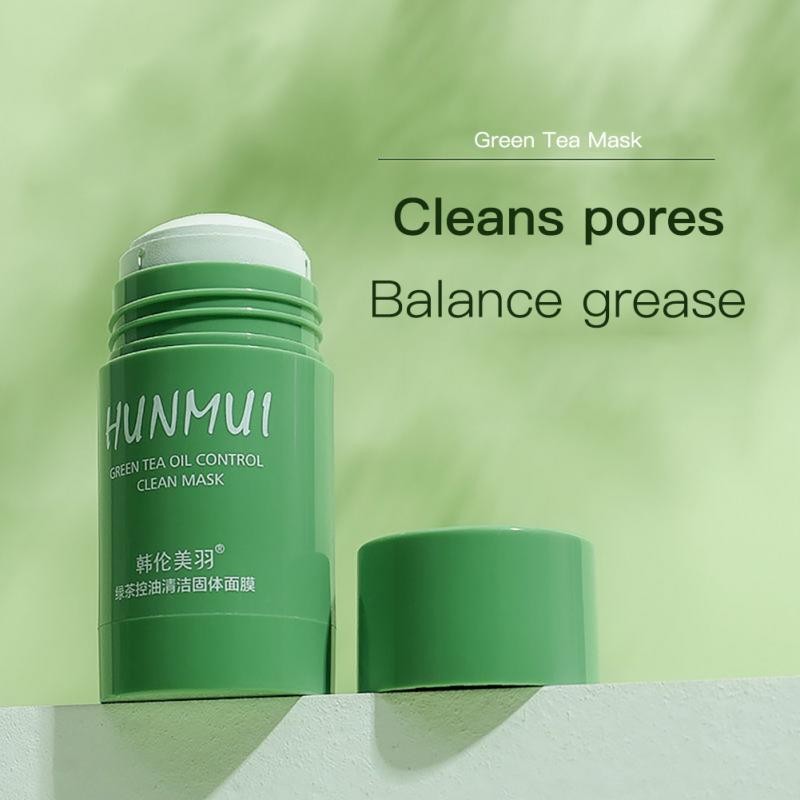 HUNMUI Green Tea Solid Mud Mask Moisturizing Cleansing Solid Mask Oil-control Smearing Mud Mask Facial Cleanser Skin Care TSLM1