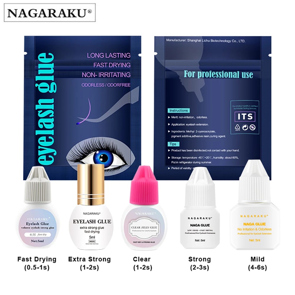 NAGARAKU Low Smell 5ml Glue No Simulation Eyelash Extension Glue Soft Eyelash Glue Fast Drying Eyelash Extensions Glue