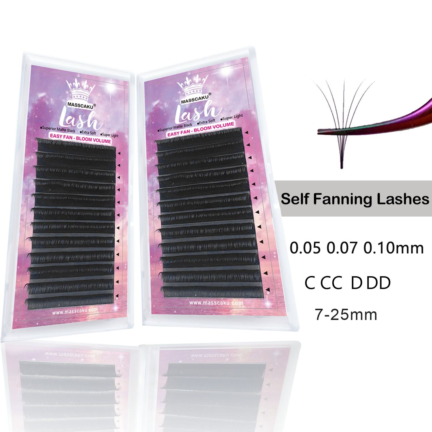 MASSCAKU Easy Fan Bloom Eyelash Extension Austomatic Flowering Fan Fast Making Self Fans Soft Silk Volume Lashes