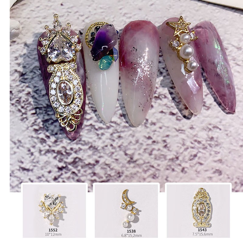 Ins luxury nail art zircon metal decoration micro inlaid flash diamond japanese rhinestones for 3d nails