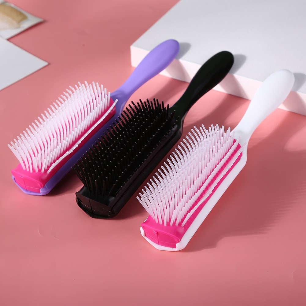 9 Rows Styling Hair Brush Straight Curly Hair Detangling Comb Scalp Massage Detachable Hair Brush for Women Men Home Barber Shop