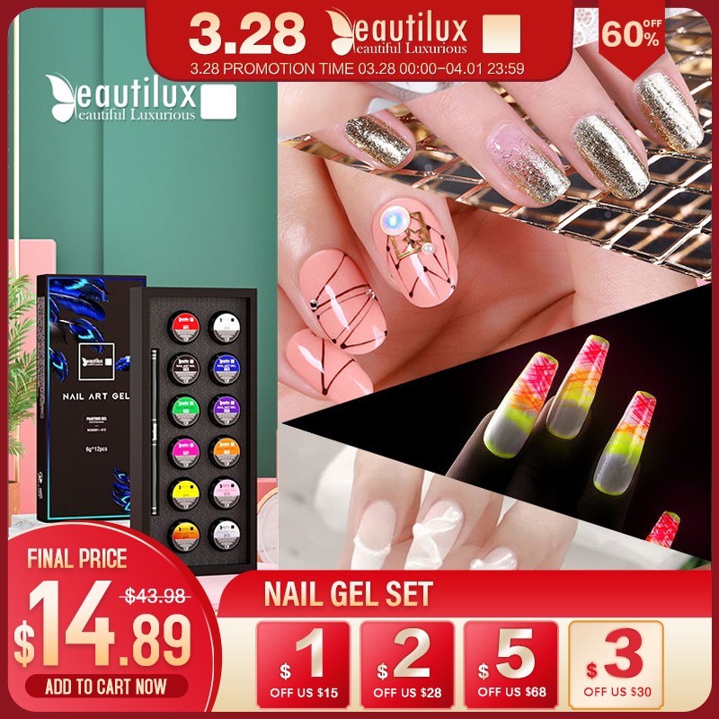 Nail Art Gel Kit Without Sticky Layer Nail Art Design Painting Carving Sculpting Spider Liner UV LED Maincure Set