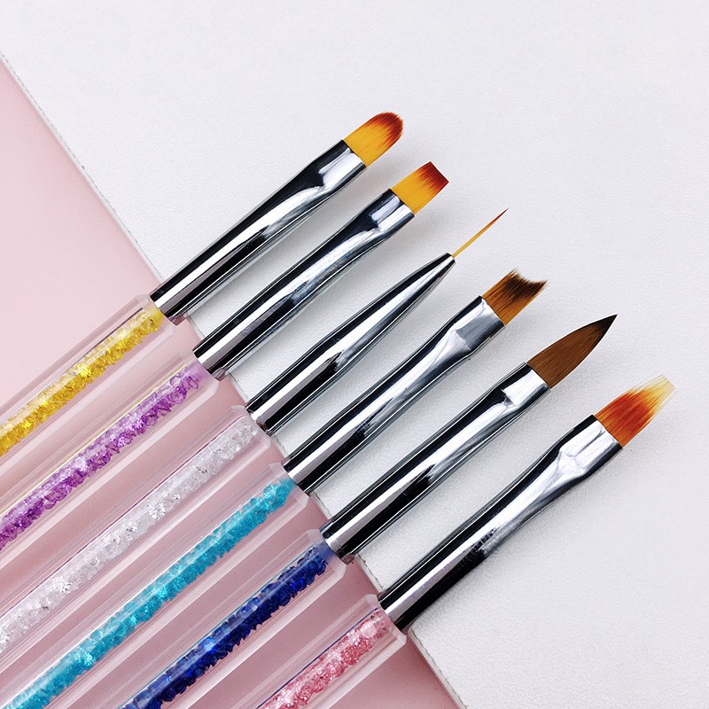 Nail Art Pen 2 in 1 Double Ends Dotting Drawing Painting Carving Dotting Pen Flat Fan Liner Acrylic Gel Brush Set