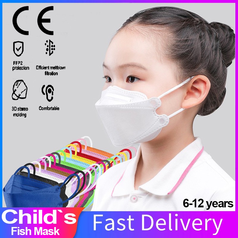 Kn95 Mask Lovely Disposable Girl Mask 4 Layer Dust Mask Filter Fish Shape FFP2 Children Mask Disposable Black Face Mask