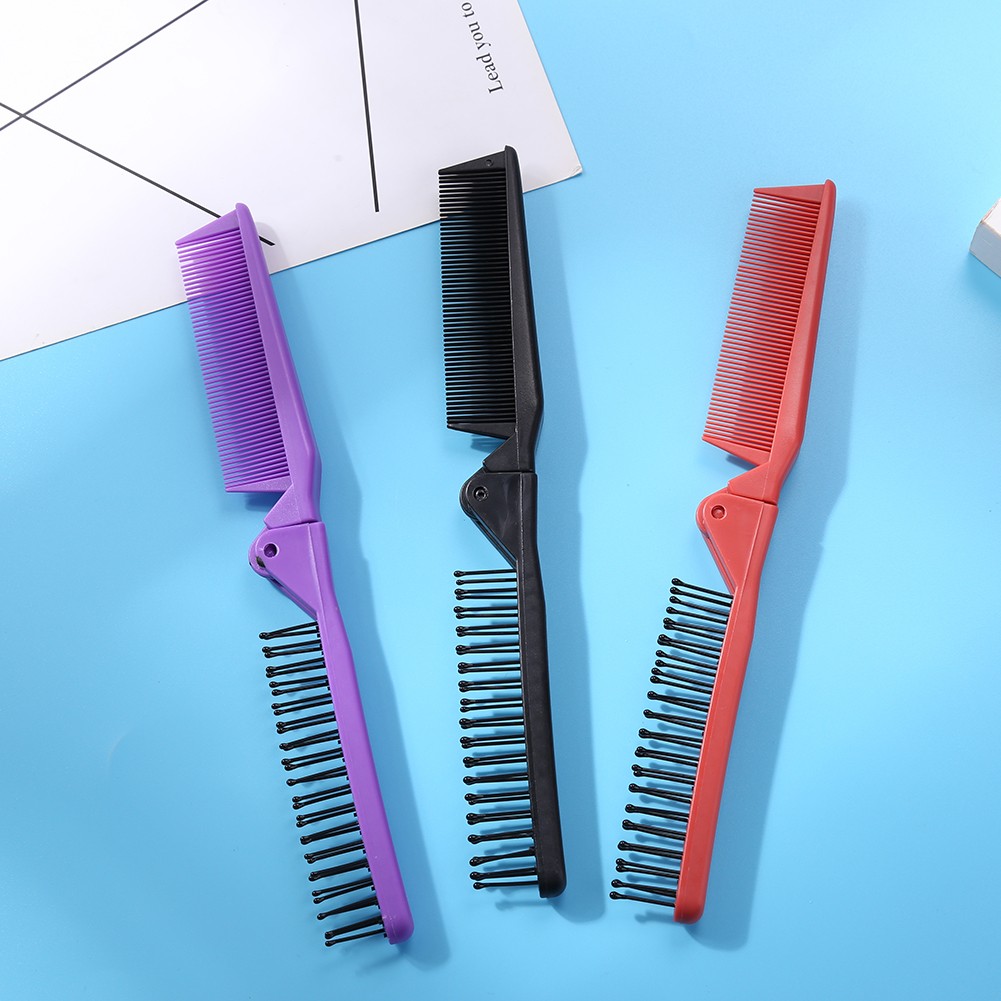 Folding Comb Double Headed Serrated Hair Comb Women Travel Portable Beauty Plastic Massage Brush Hair Styling Tools