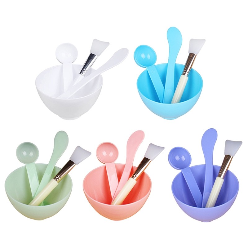 4pcs Face Mask Mixed Set of Bowls DIY Facemask Mixing Tool with Silicone Facial Mask Makeup Brushes Spatula Beauty Skin Care