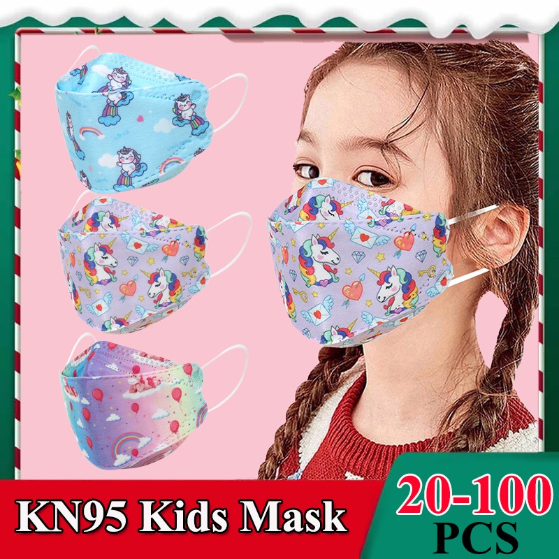 20pcs Black Disposable Masks Baby Mask 5 Layers With Print Girl FPP2 Mask Mascara Mouth Caps Disposable Mouth Children FPP2 Mask