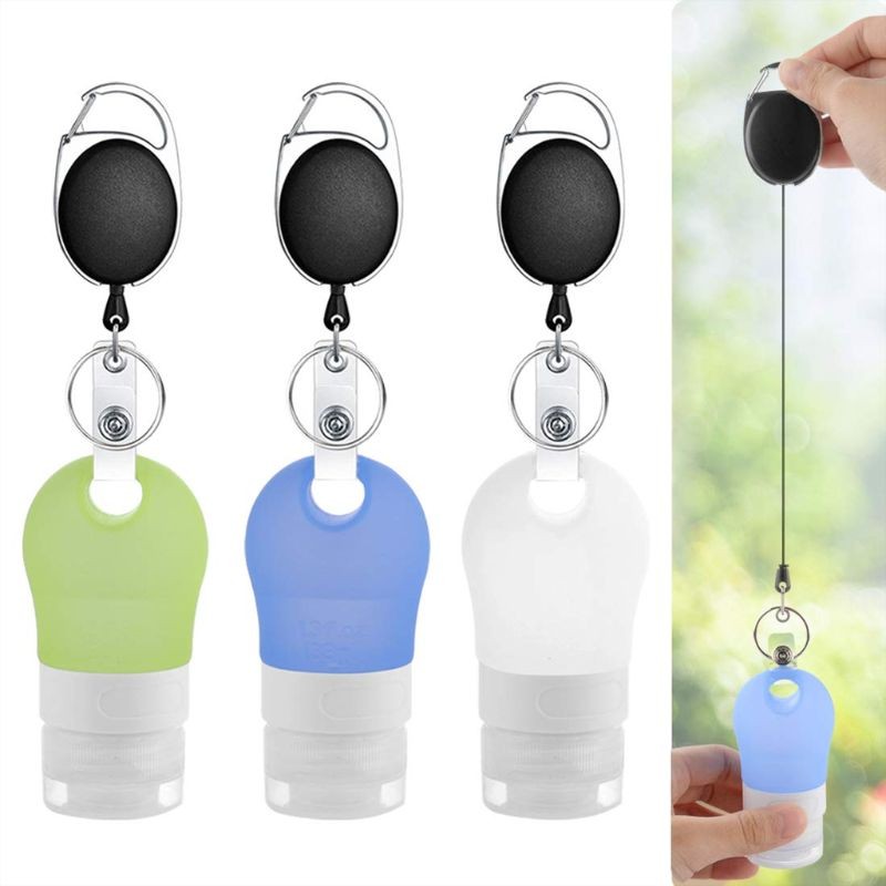 Silicone Refillable Containers Leak Proof Squeezable Reusable Hand Sanitizer Empty Travel Bottles With Key Carriers