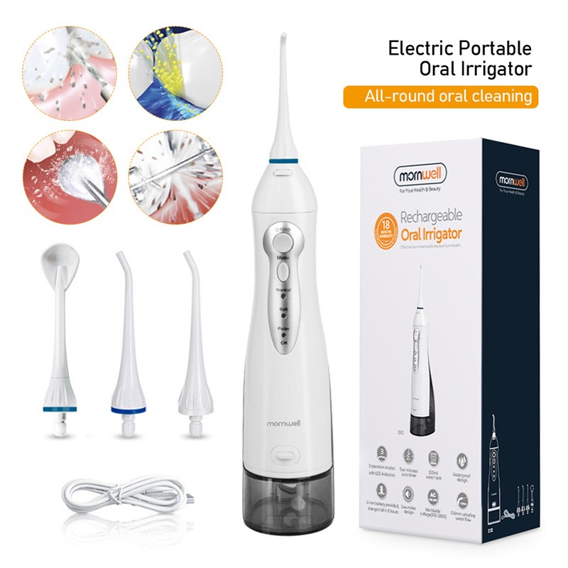 Oral Irrigator USB Rechargeable Water Flosser Portable Dental Water Jet 300ML Water Tank Waterproof Teeth Cleaner