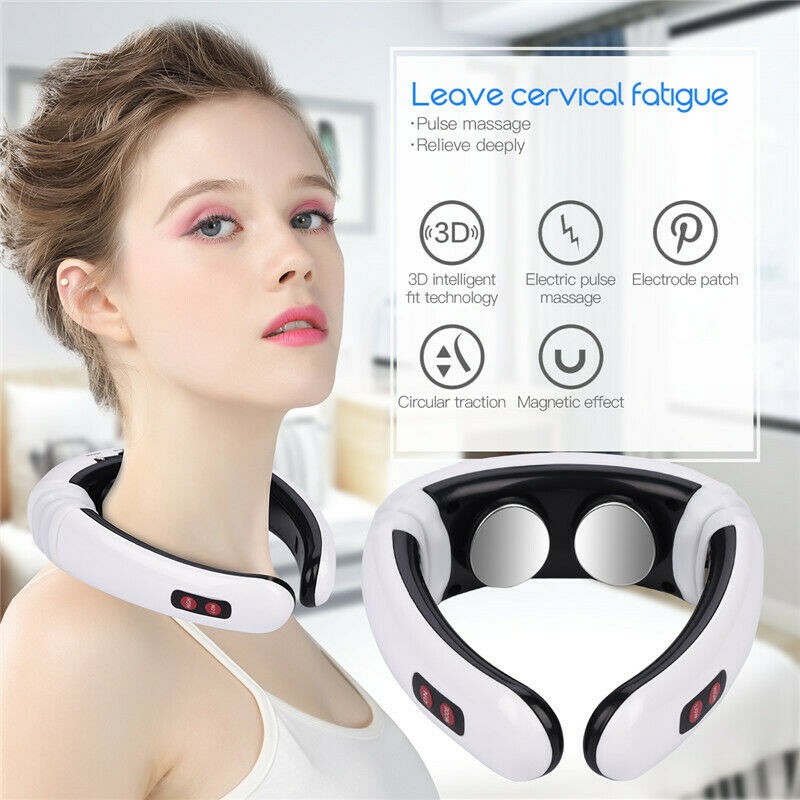 Electric Neck Massager Back Pulse 6 Modes Energy Control Far Infrared Heating Pain Relief Health Care Tool Relaxation Machine