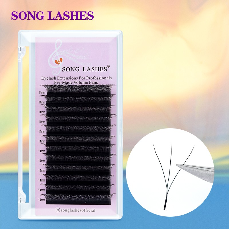 Sung 3D Lashes Premade Volume Fans w Shaped Eyelashes Extension 3 Tip C/D Curl High Quality Idividual Lash