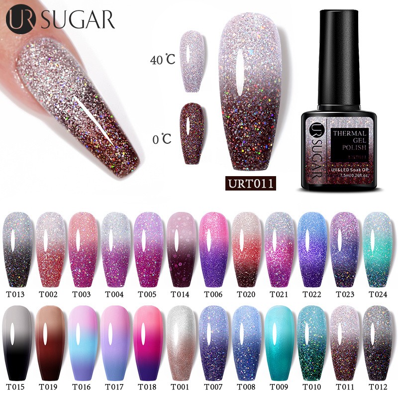 UR SUGAR Thermal Nail Polish Shiny Sequins Effect Color Change Gel Varnish All For Manicure Nails Art UV Semi Permanent Gelak