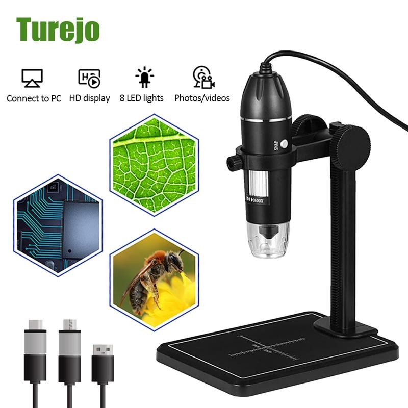 1600X Digital Microscope 3 in 1 USB Soldering Electron Microscope with 8 LEDs Camera Zoom Magnifier for PC Mac Android