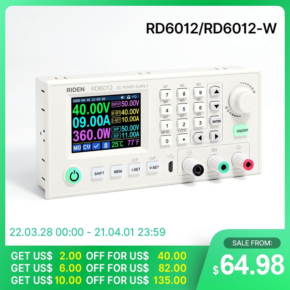 RD RD6012 RD6012W USB واي فاي تيار مستمر إلى تيار مستمر الجهد تنحى مقاعد البدلاء امدادات الطاقة قابل للتعديل محول فرق الجهد الفولتميتر 60 فولت 12A