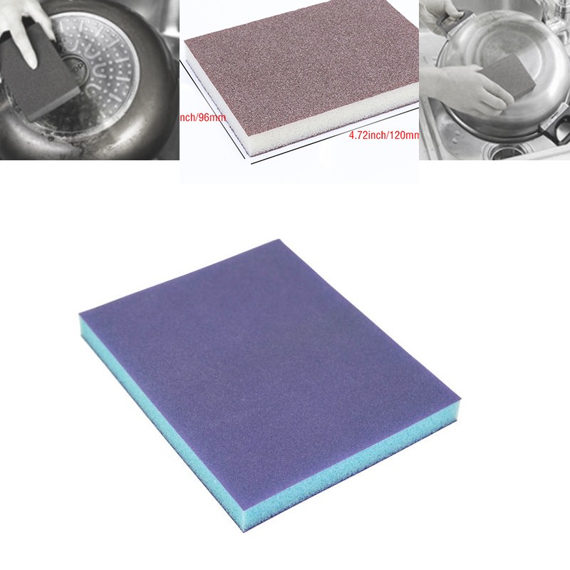 5pcs Double-sided sponge sand block blue sand sponge sand block sponge emery sanding and polishing abrasive tools