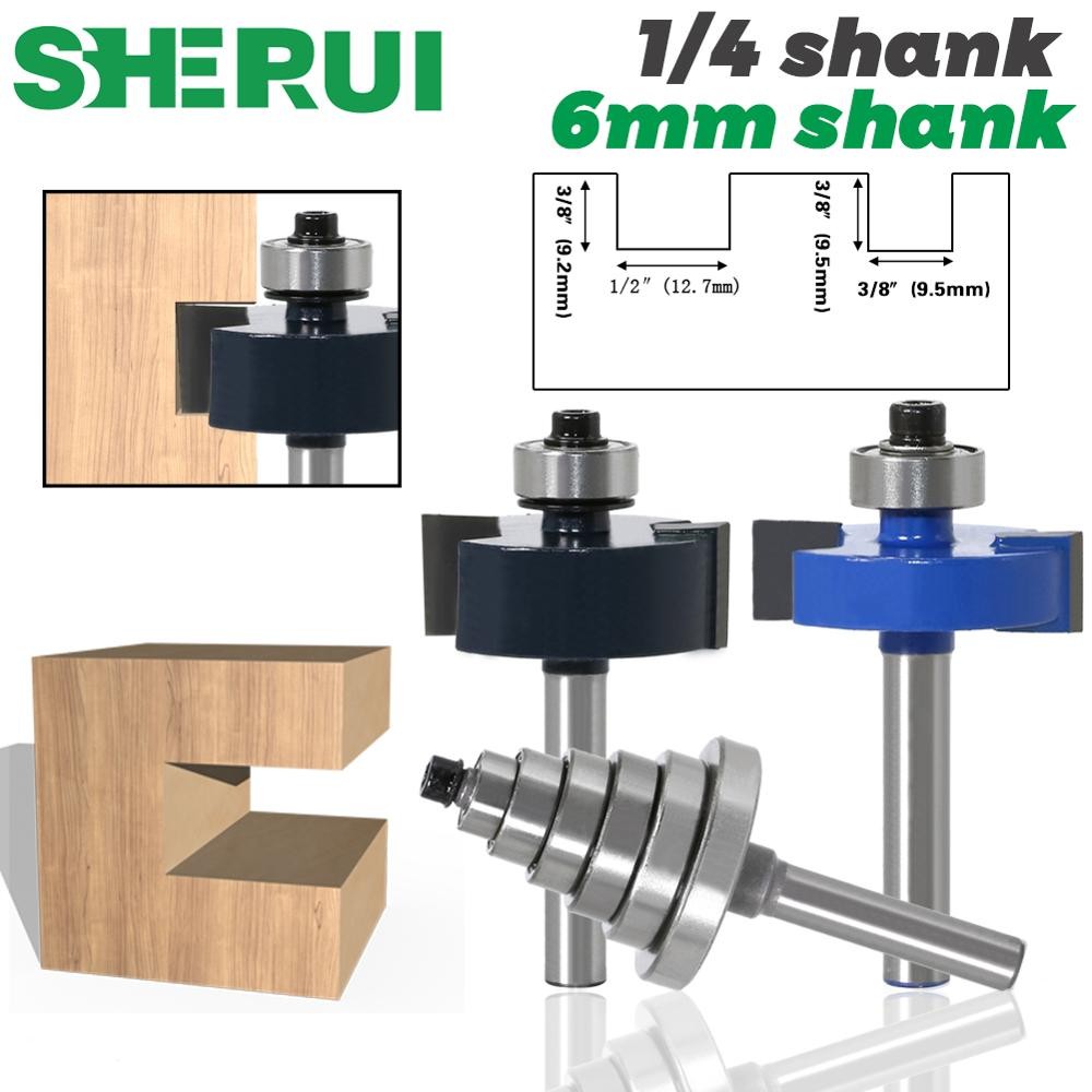 Rabbit Router Bit with 6 Bearings Set-1/4" Shank 6mm Shank Woodworking Cutter Tenon Cutter for Woodworking Tools