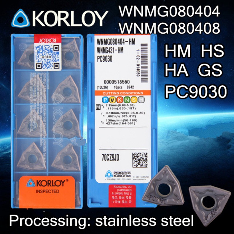 Stainless Steel Accessories, WNMG080404 WNMG080408 HA HM HS GS PC9030 KORLOY Carbide Insert PC9030 Stainless Steel Processing Free Shipping