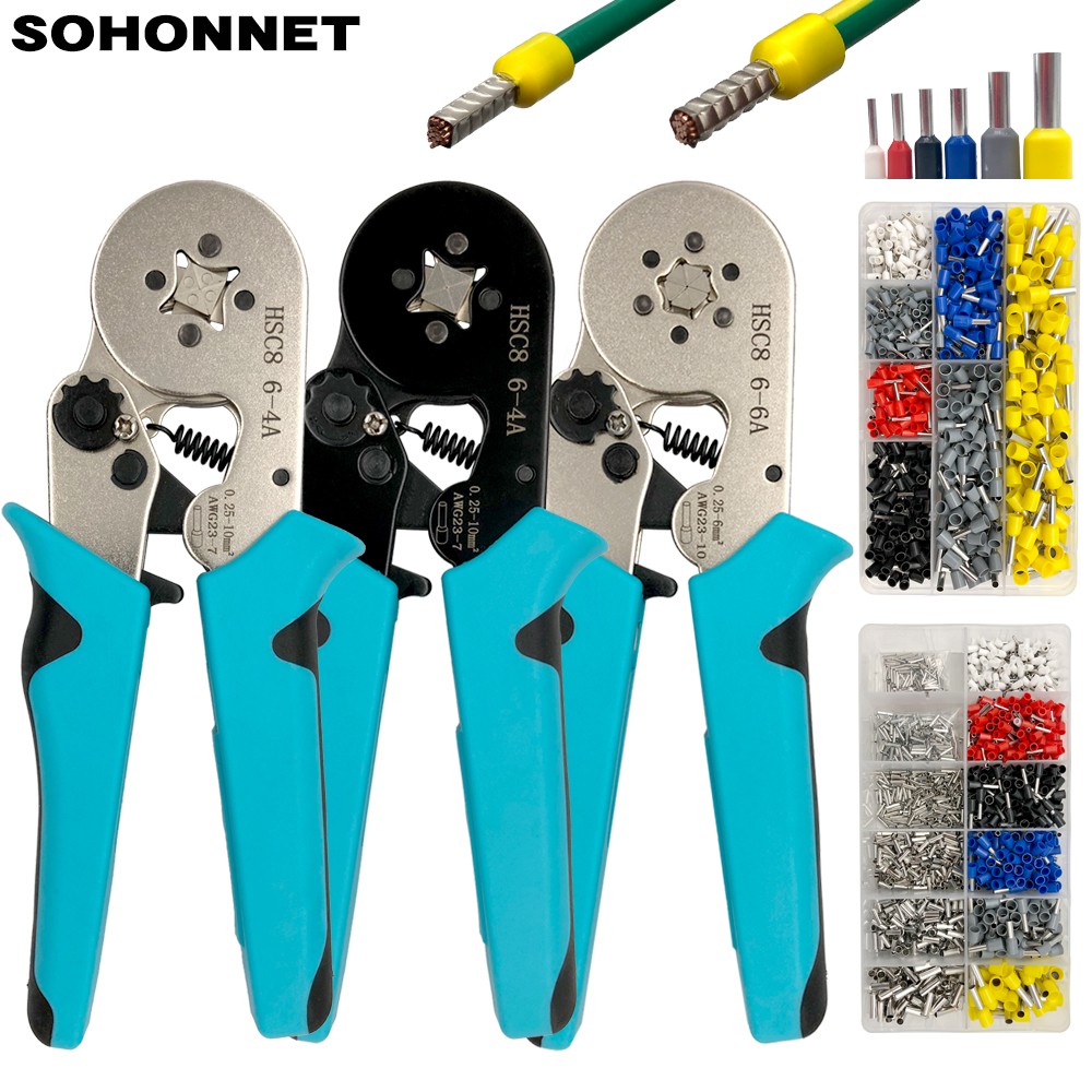 Crimping Pliers Tubular Terminal Hand Tools HSC8 6 - 4A 0.25 - 10mm2 6 - 6A 0.25 - 6mm2 Electric Small Wire Ferrule Clamp Kit