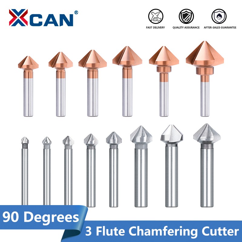 XCAN 3 Flute Chamfer Cutter 90 Degees 4.5-50mm HSS 6542 Drill Bit Drill Bit Wood Metal Hole Drill Tool Metal Cutter