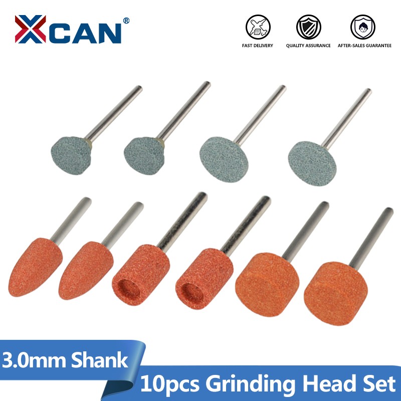 XCAN Abrasive Mounted Stone 10pcs 3mm Shank Grinding Head Stone Wheel for Dremel Rotary Tools Accessories