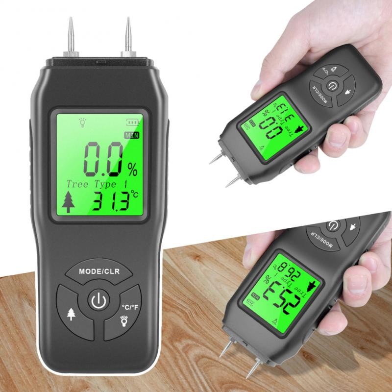 Professional Two Pins Digital Wood Moisture Meter 2-70% Leaf Timber Moisture Portable Tool LCD Display Timber Moisture Detector