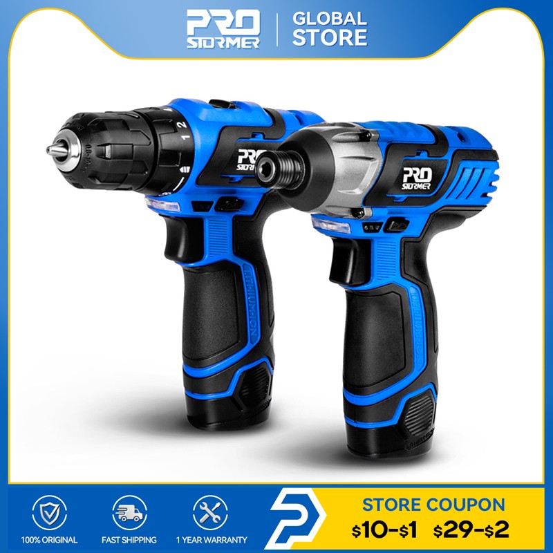 PROSTORMER - 12V Cordless Electric Screwdriver, Electric Hand Drill, 100Nm Torque, Mini Wireless Controller, Power Tool Kit