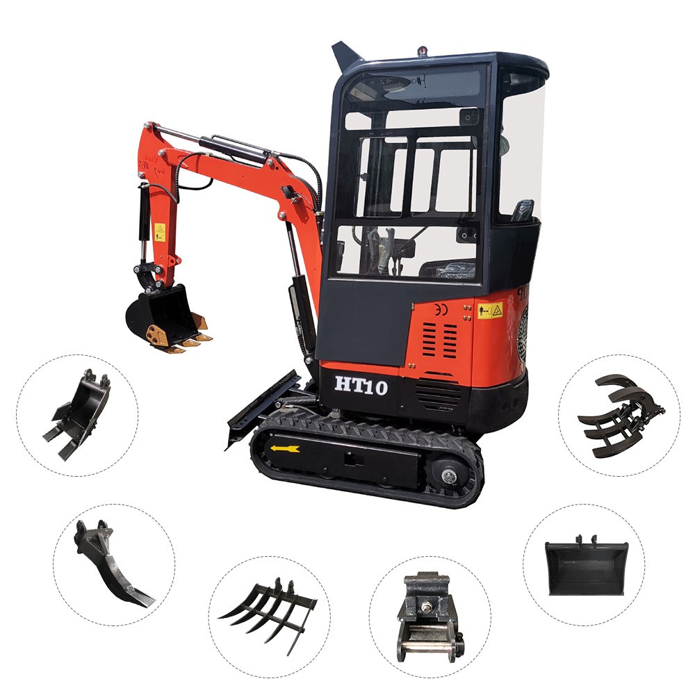 Factory direct sale mini digging machine mini excavator 1 ton with closed cabin