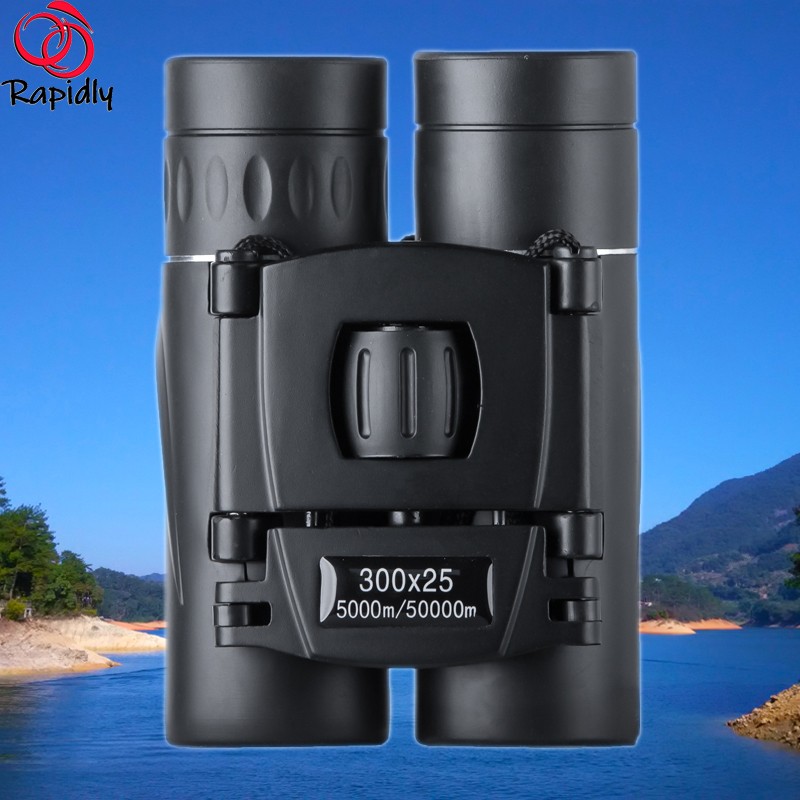 HD 5000m Portable Mini Zoom Binoculars Powerful 300x25 Folding Binoculars Long Distance Low Light Night Vision Professional