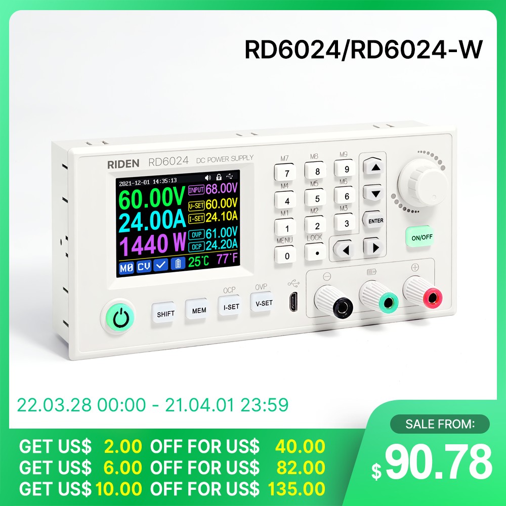 RD RUIDEN RD6024 RD6024W 60 فولت 24A USB واي فاي تيار مستمر تيار مستمر قابل للتعديل تنحى الجهد مقاعد البدلاء امدادات الطاقة محول فرق الجهد و 1000 واط التيار المتناوب تيار مستمر PSU