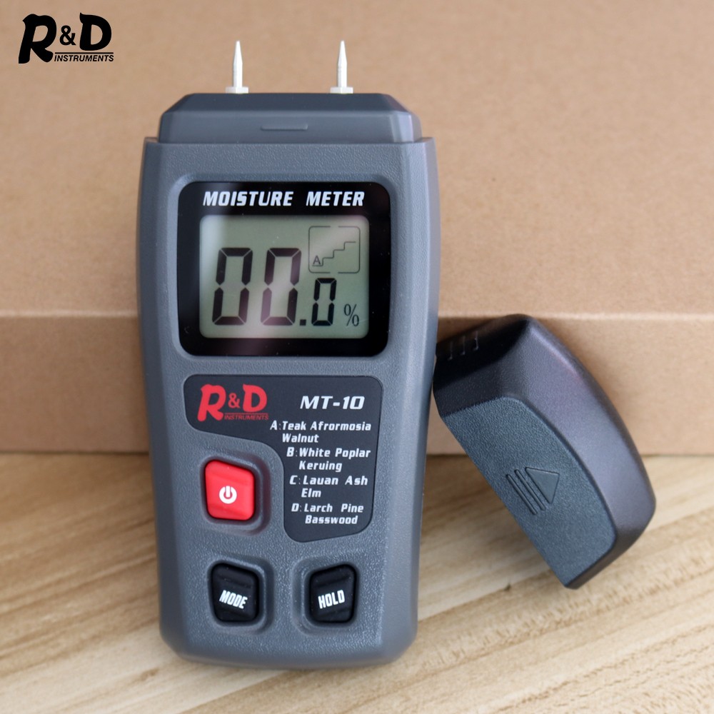 R&D MT-10 EMT01 Wood Moisture Meter Hygrometer Humidity Tester Timber Moisture Detector Tree Digital Density Tester Gray