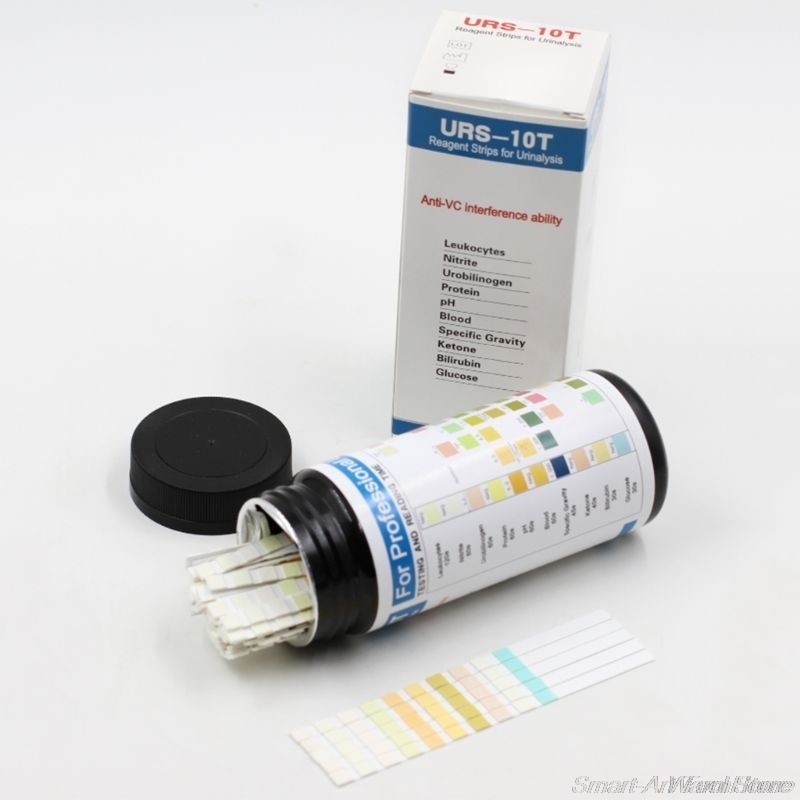 100 Strips URS-10T Urinalysis Reagent Strips 10 Urine Parameters Test Strip Leukocytes Nitrite Polybilinogen Protein pH